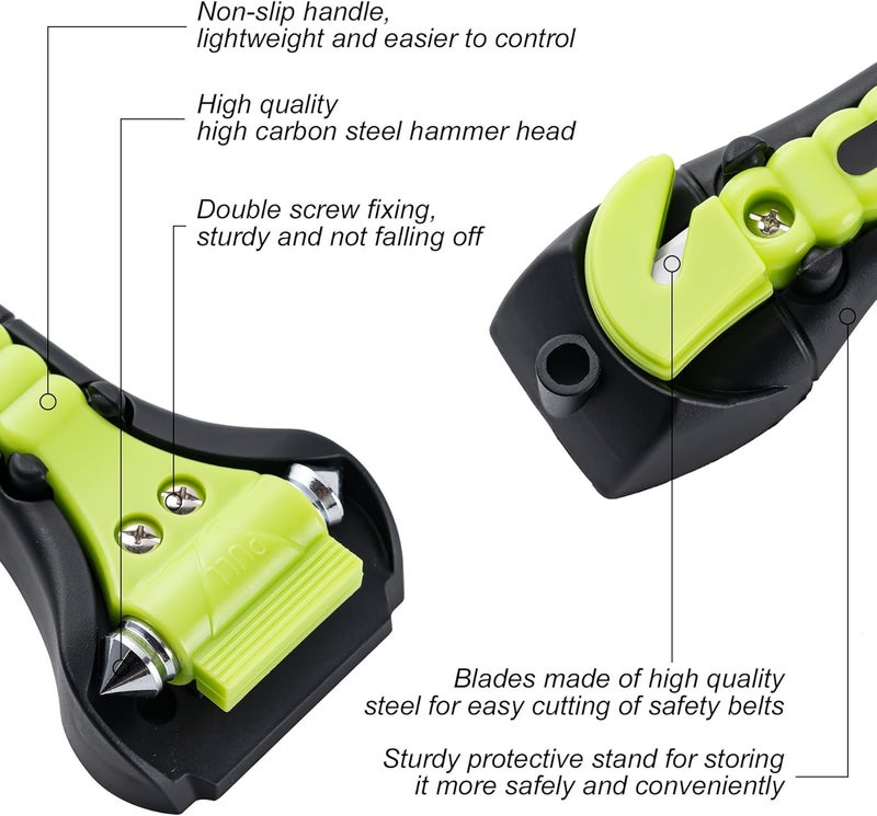 Husfunov Car Safety Hammer Set of 2, Auto Car Escape Tool, Car Window Glass Hammer Breaker and Seat Belt Cutter Escape 2-in-1 Tool, for Family Rescue and Auto Traffic Accident Emergency Escape - Image 2